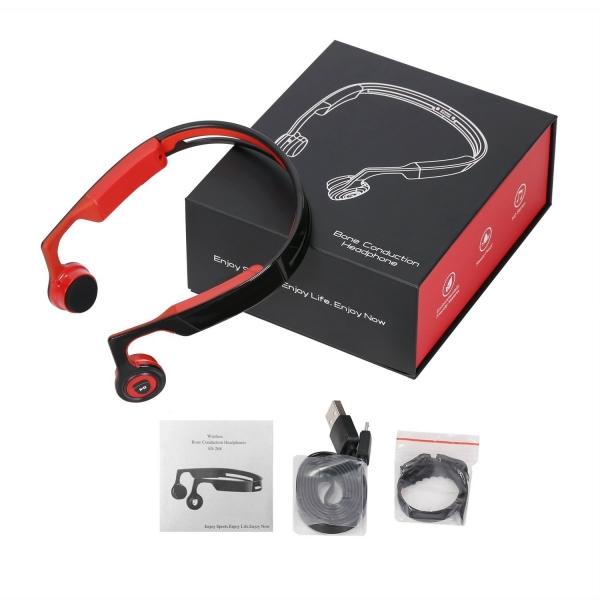 Ear Shield Kablosuz Bluetooth Ense Tipi Kulaklk-Red