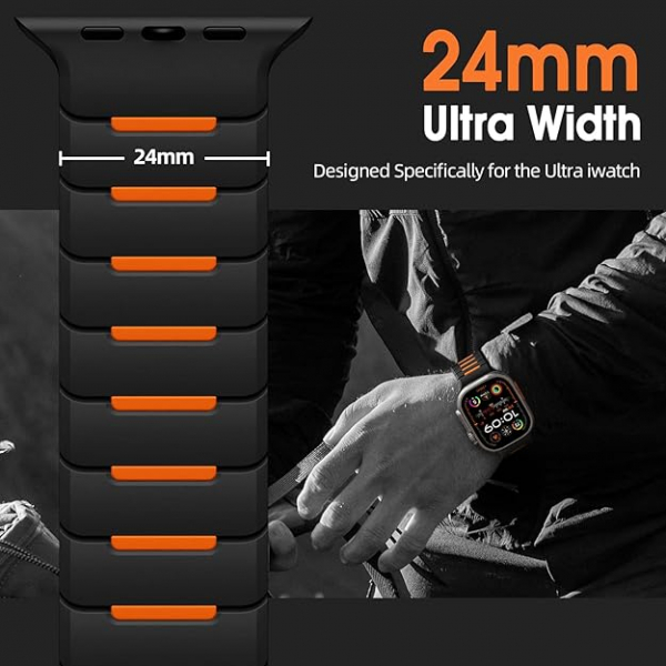 Easuny Apple Watch Ultra 1/2.Nesil Kay-Black Orange