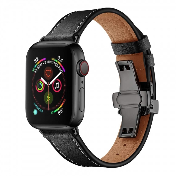 EloBeth Apple Watch Deri Kay (38/40mm)-Black Strap Black Clasp