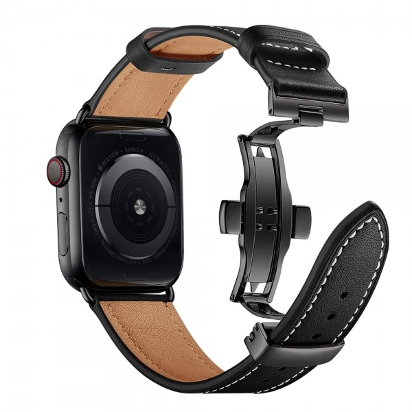 EloBeth Apple Watch Deri Kay (38/40mm)-Black Strap Black Clasp