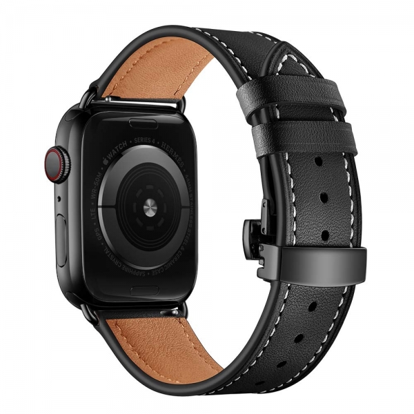 EloBeth Apple Watch Deri Kay (38/40mm)-Black Strap Black Clasp