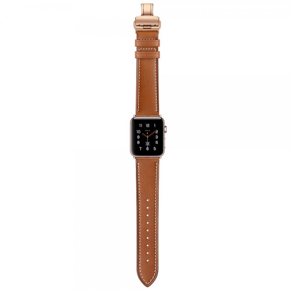 EloBeth Apple Watch Deri Kay (38/40mm)- Brown Strap Rose Gold Clasp