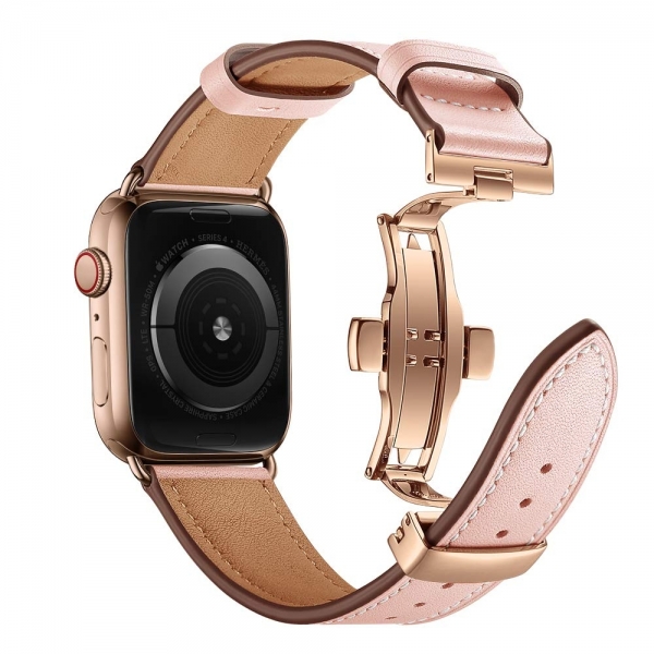 EloBeth Apple Watch Deri Kay (38/40mm)-Pink Strap Rose Gold Clasp