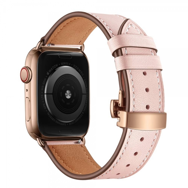 EloBeth Apple Watch Deri Kay (38/40mm)-Pink Strap Rose Gold Clasp