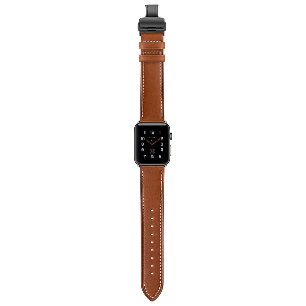 EloBeth Apple Watch Deri Kay (42/44mm)-Brown Strap Black Clasp