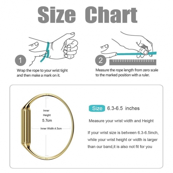 EloBeth Fitbit Flex 2 Aksesuar Bileklik (Small)-Gold