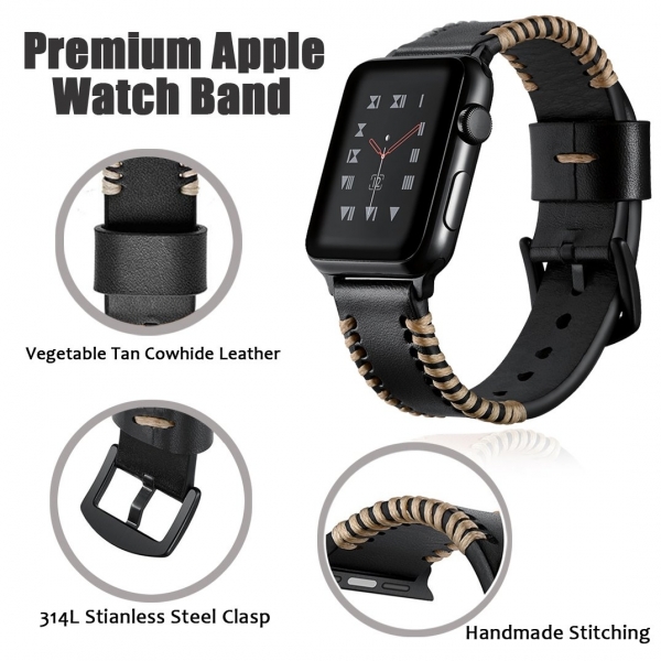 Elobeth Apple Watch Deri Kay (44mm/42mm)-Black