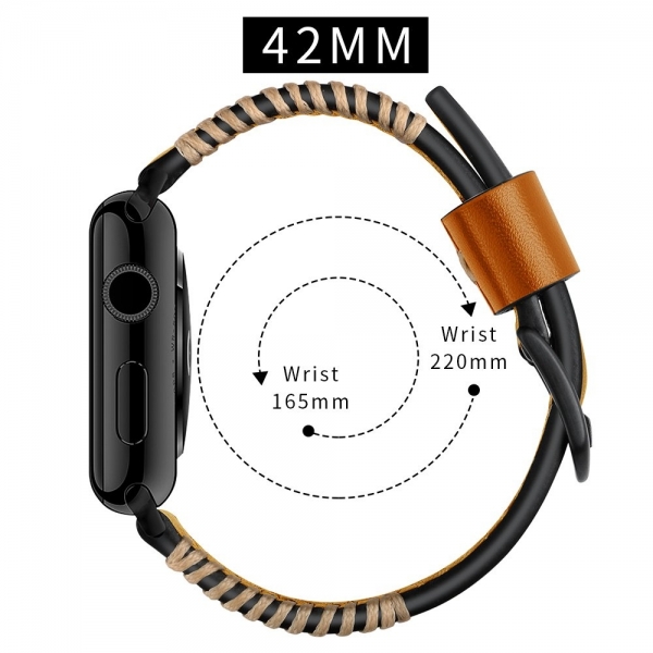 Elobeth Apple Watch Deri Kayış (44mm/42mm)-Brown