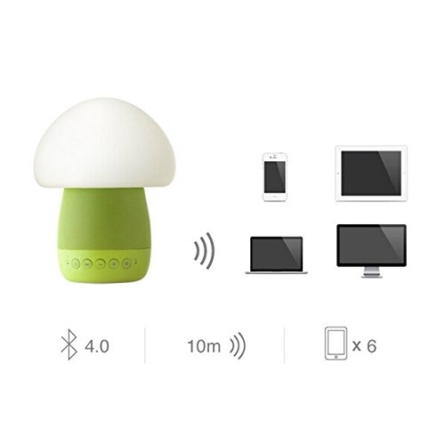 Emoi Bluetooth Hoparlr, LED Silikon Mantar Lamba-Green