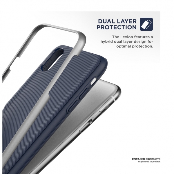 Encased Apple iPhone X Lexion Serisi Klf-Blue Silver