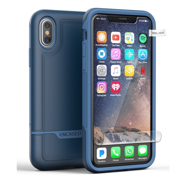 Encased Apple iPhone X Rebel Serisi Klf (MIL-STD-810G)-Navy Blue