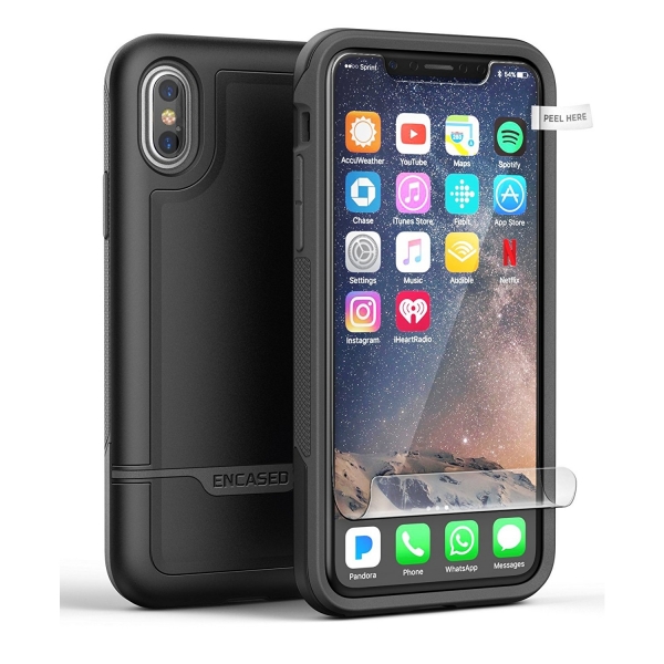 Encased Apple iPhone X Rebel Serisi Klf (MIL-STD-810G)-Smooth Black