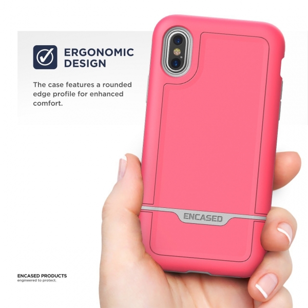 Encased Apple iPhone X Rebel Serisi Klf (MIL-STD-810G)-Pink