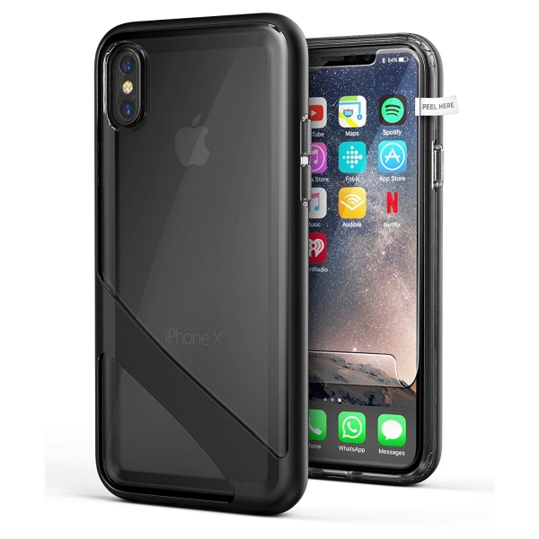 Encased Apple iPhone X Reveal Serisi Metal ereveli effaf Klf-Crystal Black