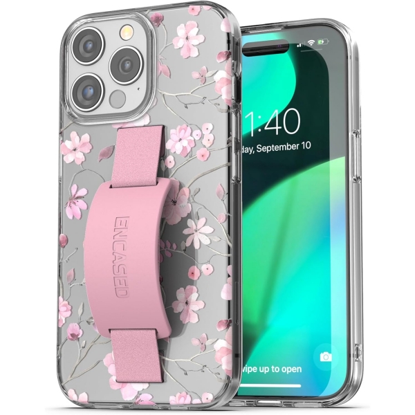 Encased Finger Loop Apple iPhone 15 Pro Klf- Flowers Pink