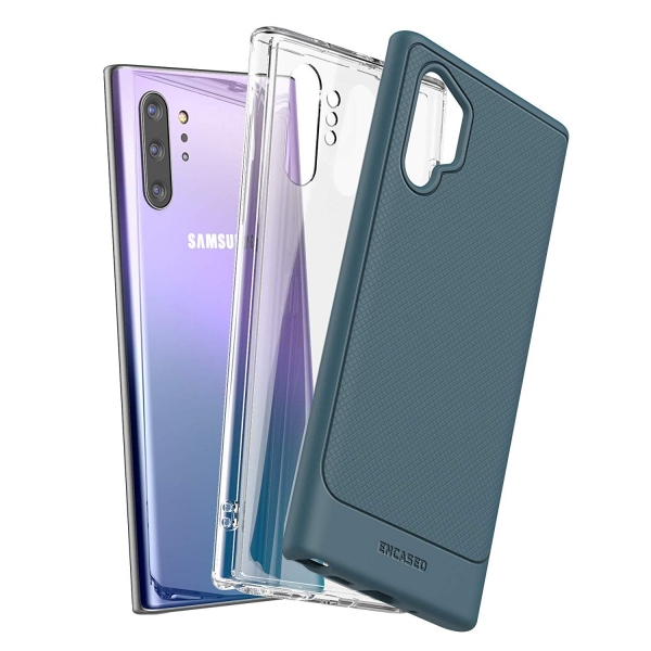Encased Galaxy Note 10 Plus Thin Armor K�l�f Seti (2 Adet)-Blue