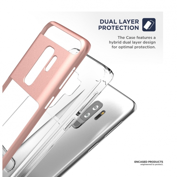 Encased Galaxy S9 Plus Reveal Seri effaf Klf/Ekran Koruyucu-Rose Gold