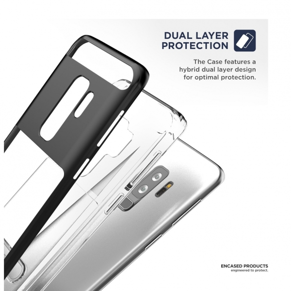 Encased Galaxy S9 Plus Reveal Seri effaf Klf/Ekran Koruyucu-Crystal Black