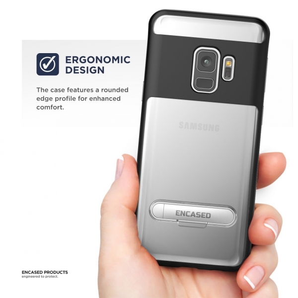 Encased Galaxy S9 Reveal Seri effaf Klf/Ekran Koruyucu-Crystal Black