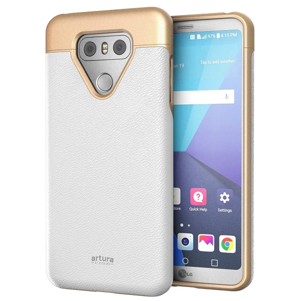 Encased LG G6 Artura Koleksiyonu Deri Klf-Pearl White