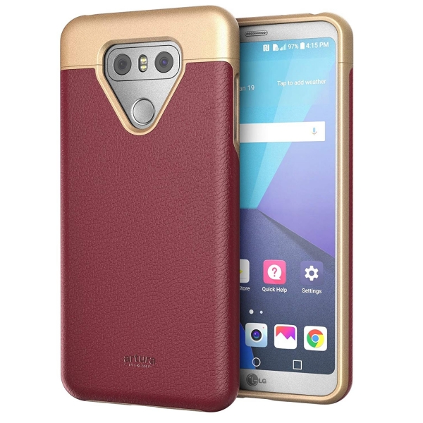 Encased LG G6 Artura Koleksiyonu Deri Klf-Mulberry Red