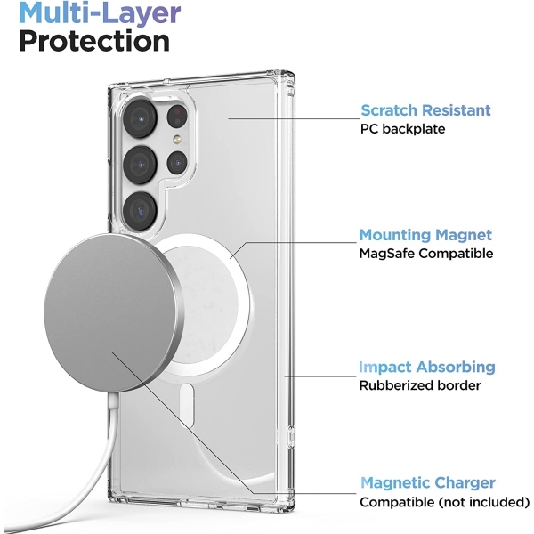 Encased Galaxy S23 Ultra MagSafe Uyumlu Manyetik Klf-Clear