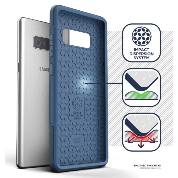 Encased Samsung Galaxy Note 8 Rebel Serisi Kemer Klipsli Klf (MIL-STD-810G)-Navy Blue