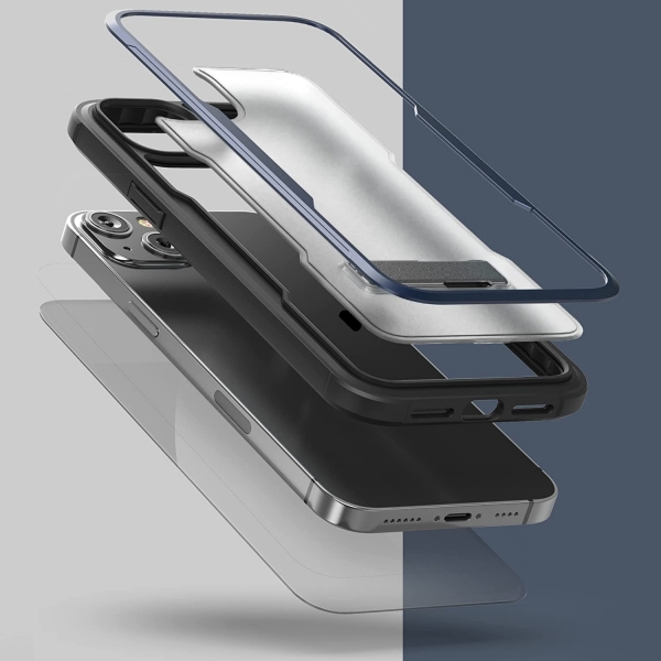 Encased iPhone 14 Ekran Koruyuculu Kickstand Klf-Gunmetal