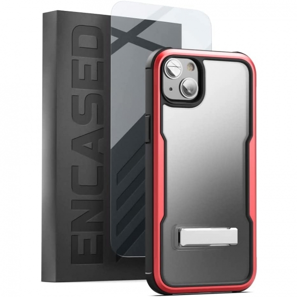 Encased iPhone 14 Ekran Koruyuculu Kickstand Klf-Red