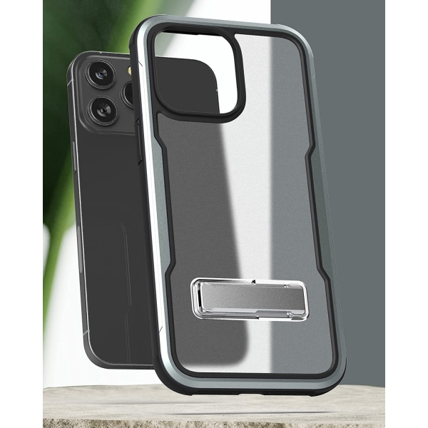 Encased iPhone 14 Pro Max Ekran Koruyuculu Kickstand Klf-Gunmetal