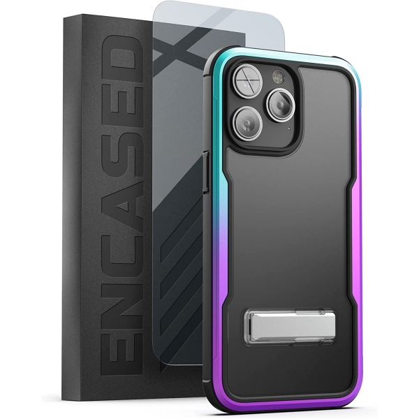 Encased iPhone 14 Pro Ekran Koruyuculu Kickstand Klf-Purple Gradient