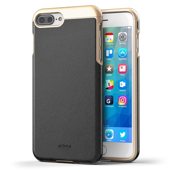 Encased iPhone 8 Plus Artura Koleksiyonu Deri Klf-Onyx 
