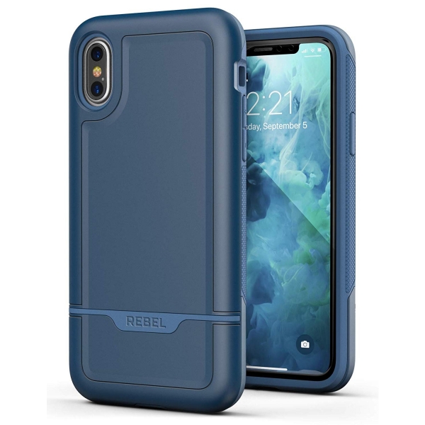 Encased iPhone XS Max Rebel Serisi Kemer Klipsli Klf (MIL-STD-810G)-Blue