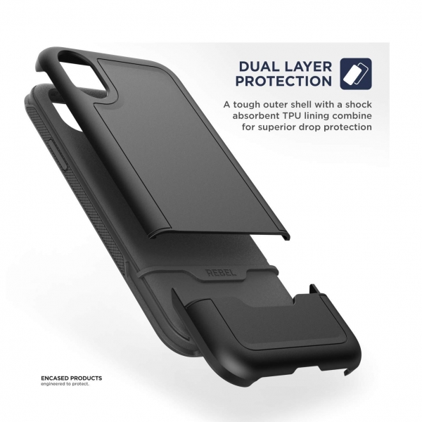 Encased iPhone XS Max Rebel Serisi Klf (MIL-STD-810G)-Black