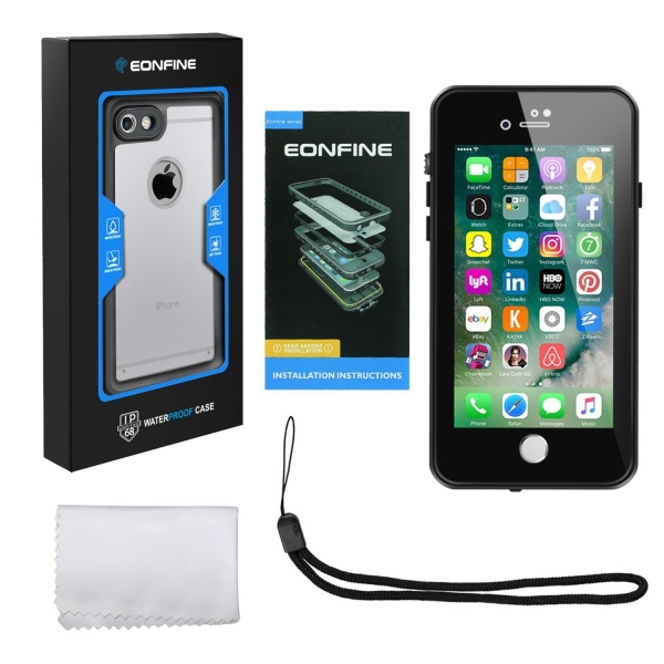 Eonfine iPhone 7 Su Geirmez Klf (MIL-STD-810G)- Black