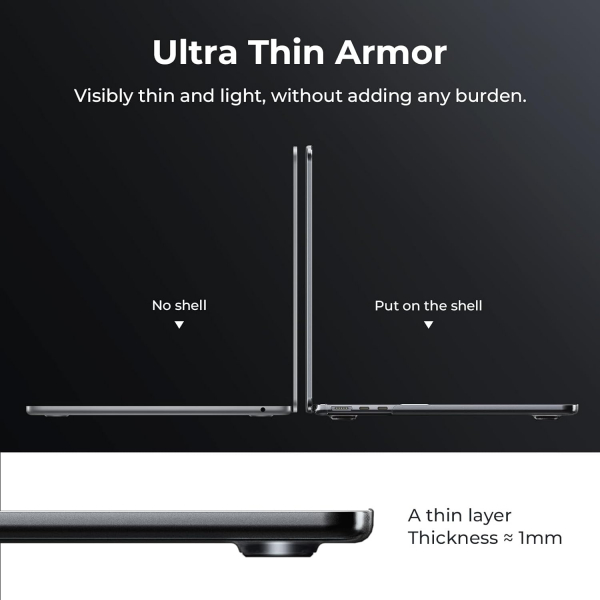 EooCoo MacBook Air M3 Ultra nce Klf (15 in)-Black Titanium Clear 