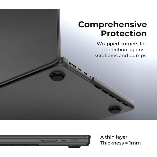 EooCoo MacBook Pro M4 Uyumlu Klf (14 in)-Space Gray Clear