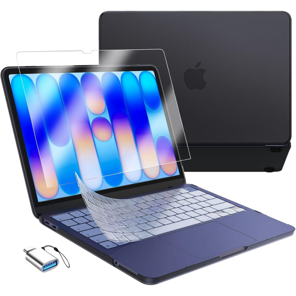 EooCoo Mat Sert MacBook Neo Laptop K�l�f Seti-Black Clear