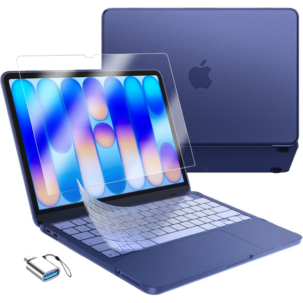 EooCoo Mat Sert MacBook Neo Laptop K�l�f Seti-Indigo Clear