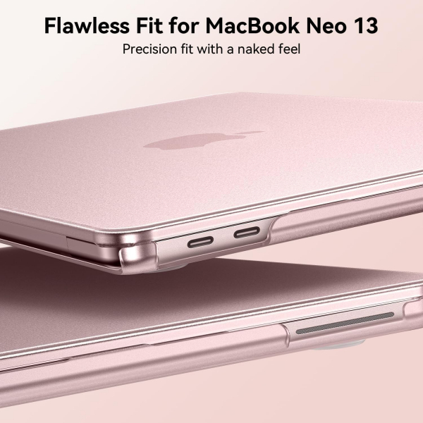EooCoo Mat Sert MacBook Neo Laptop K�l�f Seti-Blush Clear