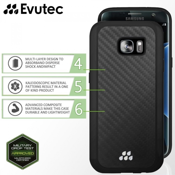 Evutec Samsung Galaxy S7 Edge Klf- Karbon SI Lite Black-Gray