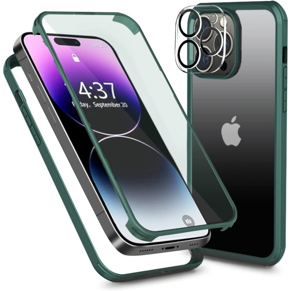 Ezanmull Apple iPhone 14 Pro Max Ekran Koruyuculu Klf-Acacia Green