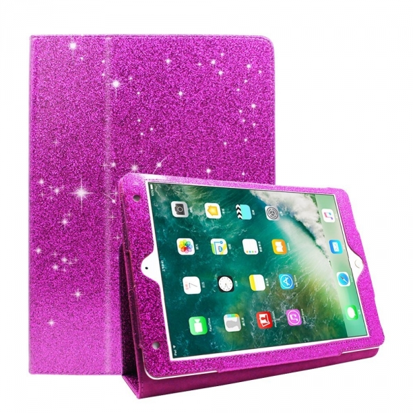 FANSONG iPad Parltl Deri Stand Klf (9.7 in)-Bling Purple