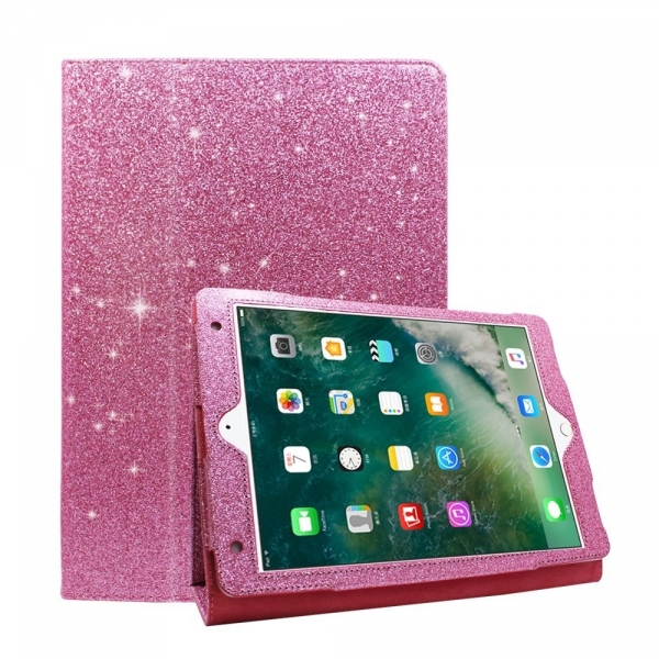 FANSONG iPad Parltl Deri Stand Klf (9.7 in)-Bling Pink