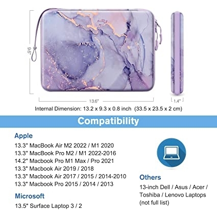 FINPAC Laptop antas (13 in)-Lilac Marble