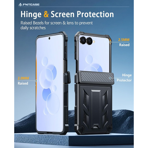 FNTCASE Galaxy Z Flip 8 Darbe Korumal� Standl� K�l�f-Black