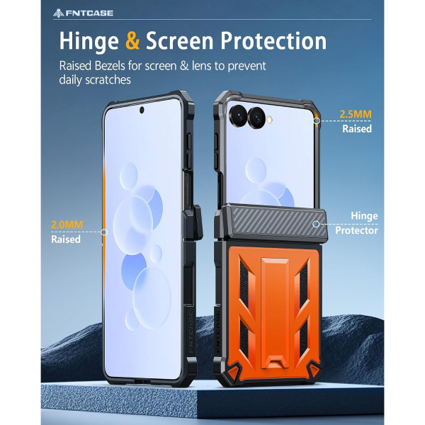 FNTCASE Galaxy Z Flip 8 Darbe Korumal� Standl� K�l�f-Orange