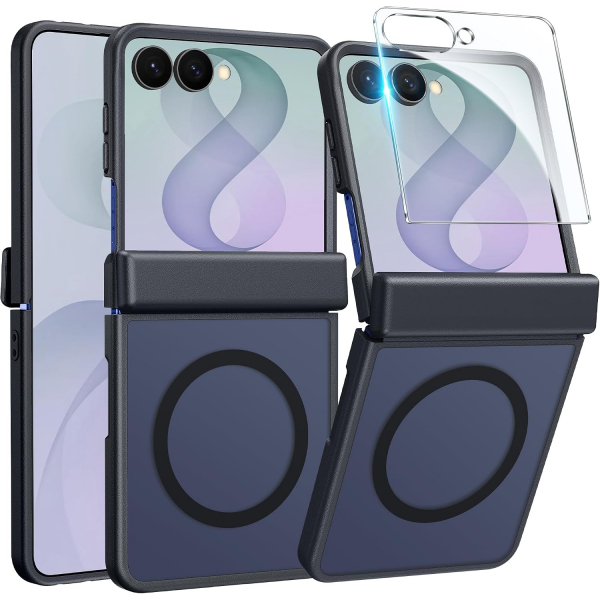 FNTCASE Galaxy Z Flip 8 MagSafe Ekran Koruyuculu K�l�f-Black