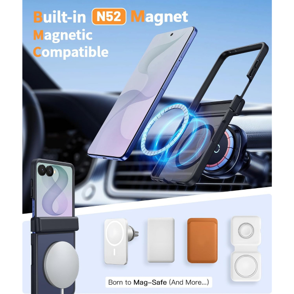FNTCASE Galaxy Z Flip 8 MagSafe Ekran Koruyuculu K�l�f-Black