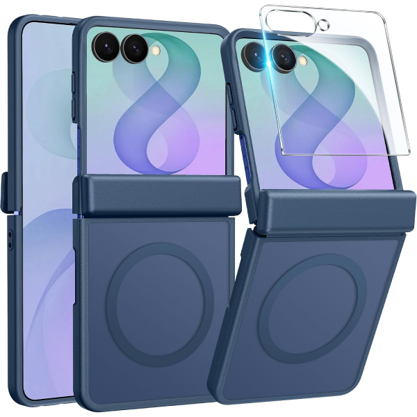 FNTCASE Galaxy Z Flip 8 MagSafe Ekran Koruyuculu K�l�f-Blue